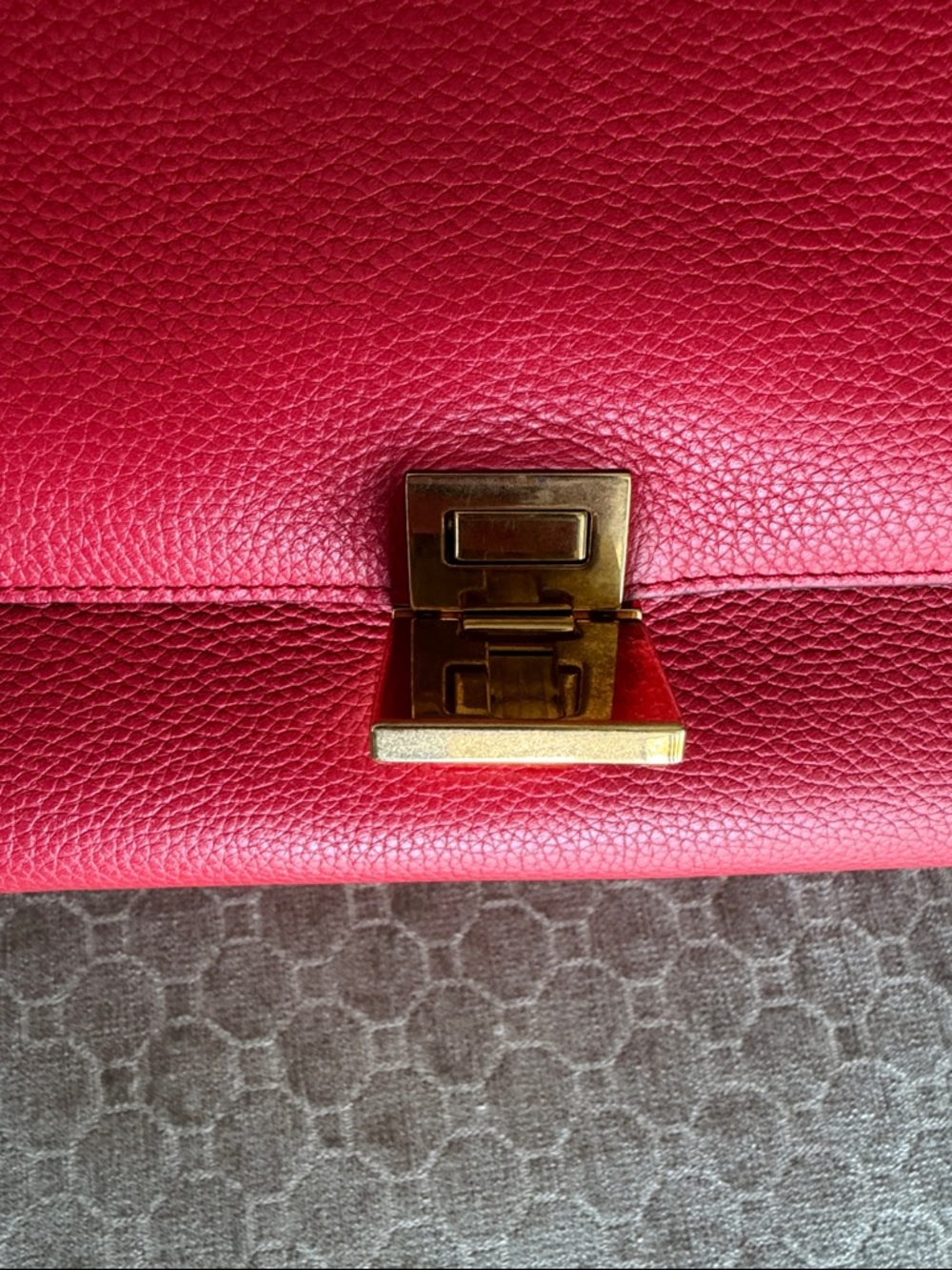 Celine Trapeze Red l Leather and Suede Shoulder Bag with Top Handle EUC - Picture 10 of 16